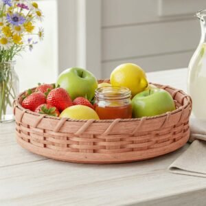 Large Tabletop Lazy Susan | 12" Amish Woven Wicker Rotating Basket