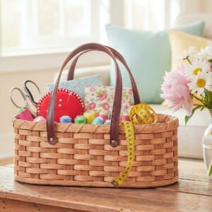 Alternative view of Craft Caddy | Handy Amish Wicker Sewing Tote Basket w/Handles