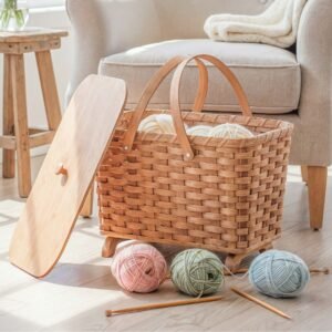 Alternative view of Homestead Knitting Basket | Amish Yarn & Project Storage with Lid & Legs