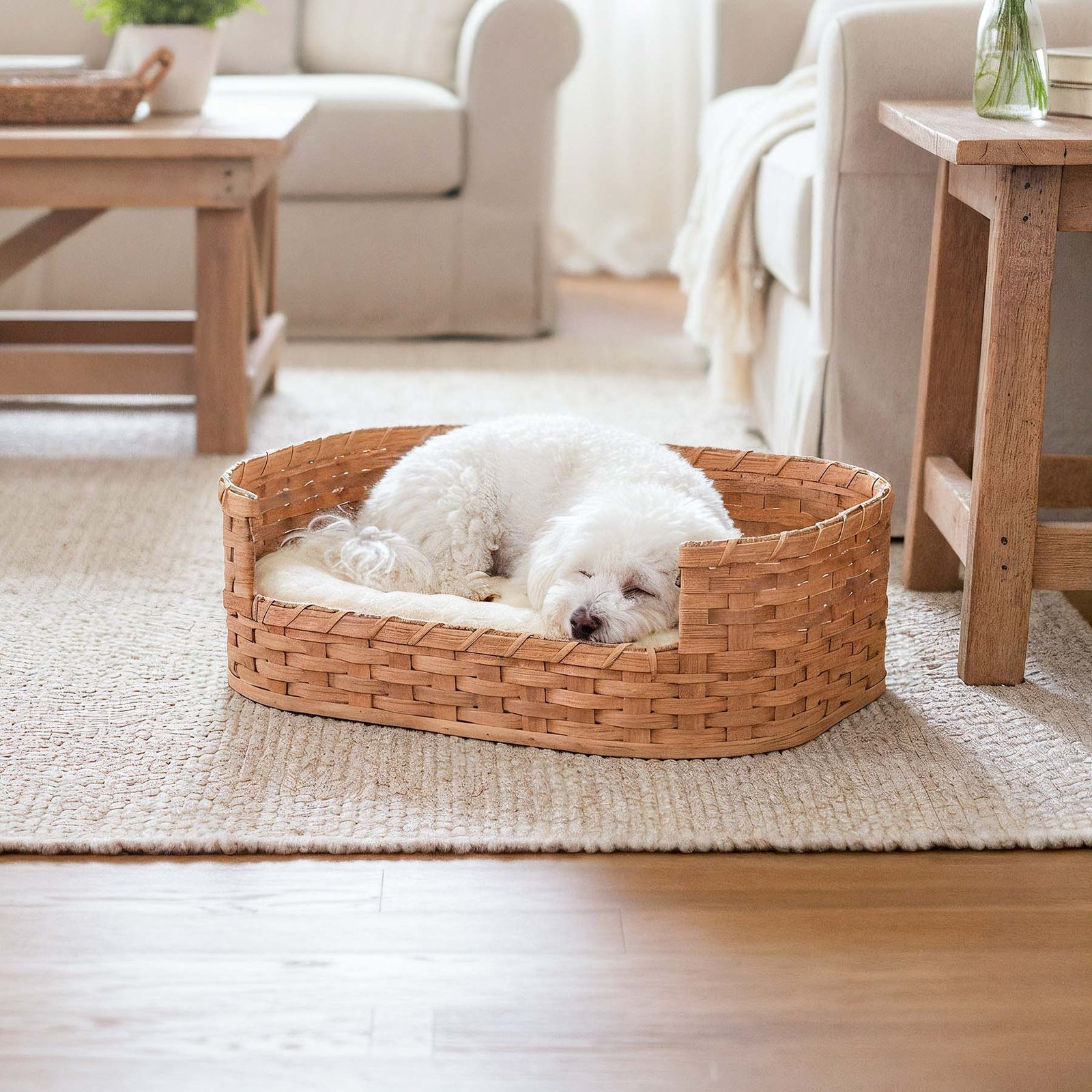 Small Wicker Dog Bed | Amish Woven Pet Bed Basket - Image 2