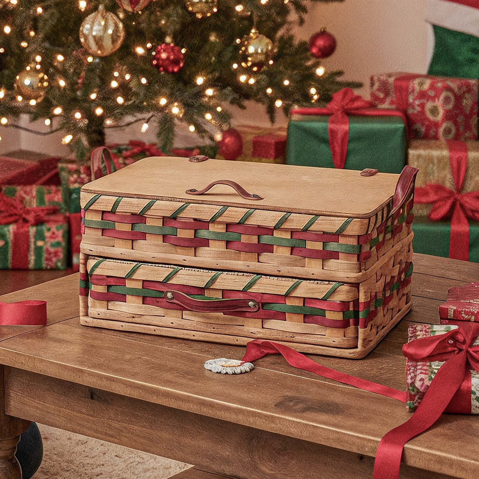 Large Sewing & Craft Basket | Sewing Organizer Box w/Drawer - Image 4