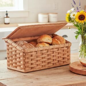 Alternative view of Amish Bread Box | Woven Wooden Countertop Storage w/Lid