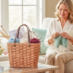 Alternative view of Wicker Project Bag | Crafty Amish Knitting & Crochet Tote