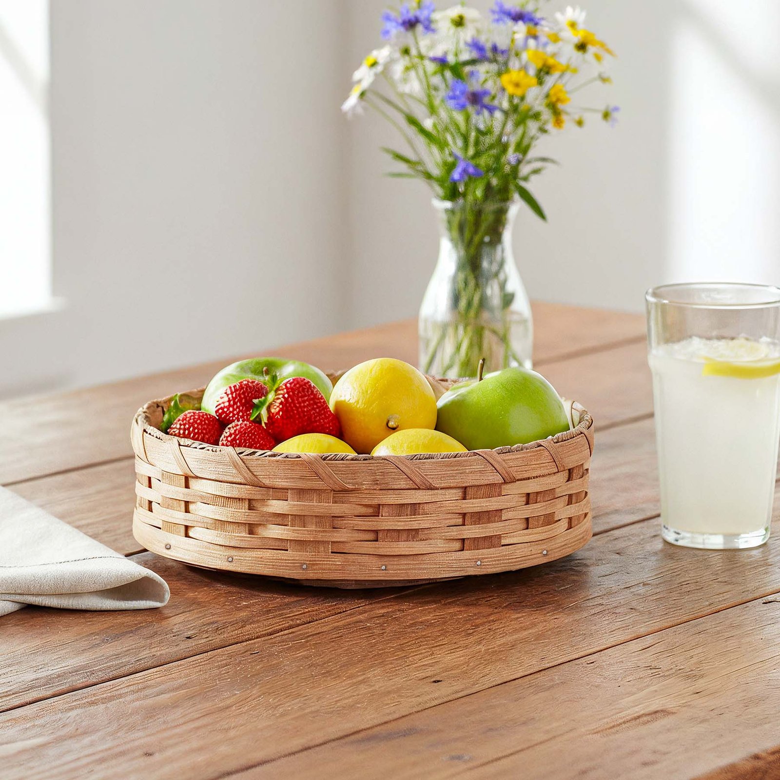 Medium Tabletop Lazy Susan | 10" Amish Woven Wicker Rotating Basket - Image 3