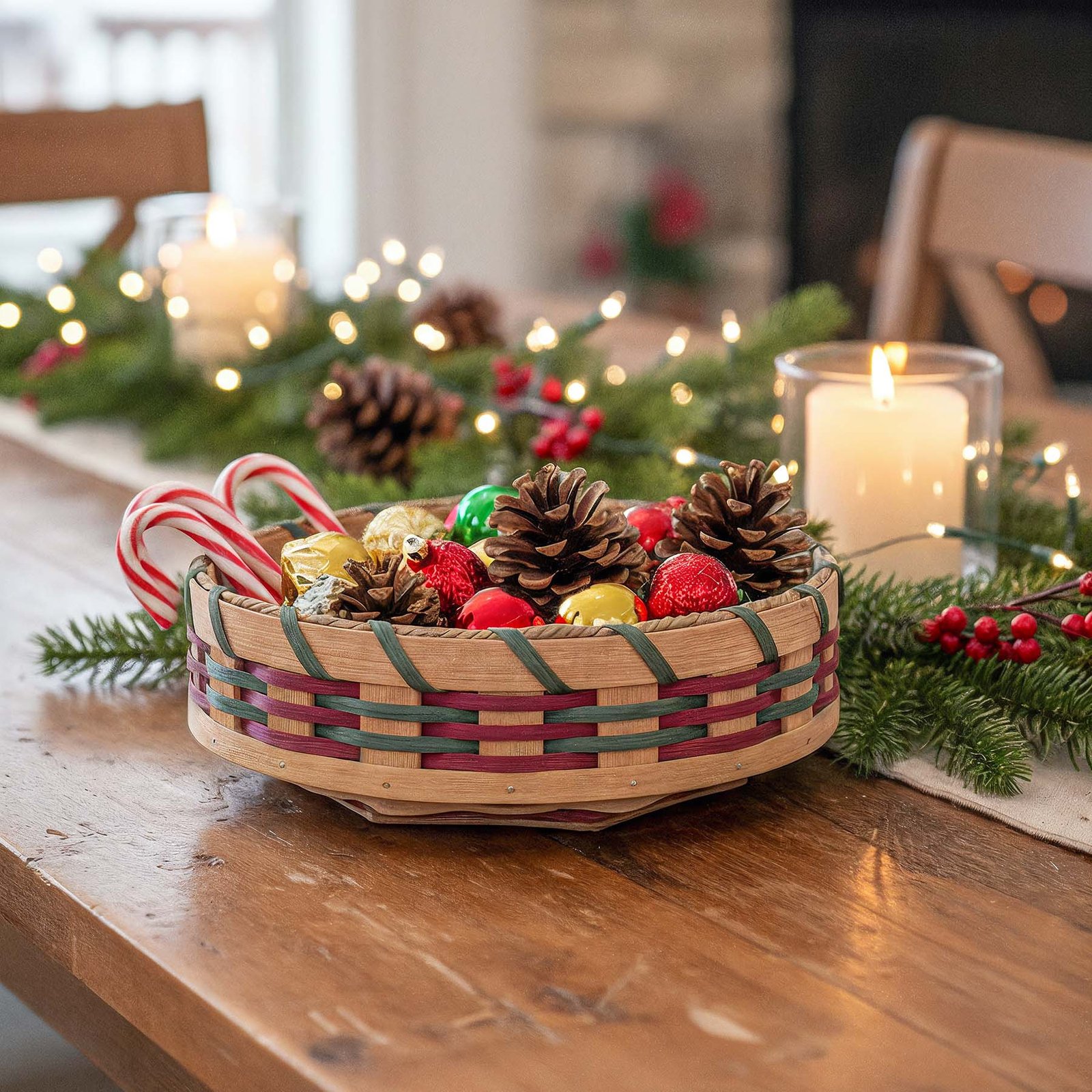 Medium Tabletop Lazy Susan | 10" Amish Woven Wicker Rotating Basket - Image 4