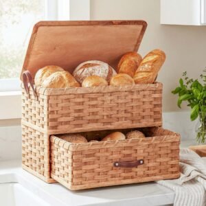 Alternative view of Large Rustic Bread Box | Vintage Amish Countertop Storage Organizer