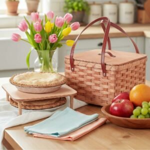 Alternative view of Square Two Pie Carrier | Amish Dual Pie & Picnic Basket