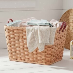 Alternative view of Vintage Wicker Laundry Basket | Extra Large Retro Amish Woven