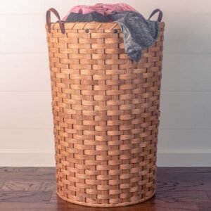 Alternative view of Wicker Hamper | Extra-Large Round Woven Laundry Basket w/Lid