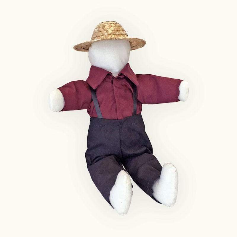 Amish Boy Doll | 18" Handsewn Faceless Doll w/Hat - Image 3