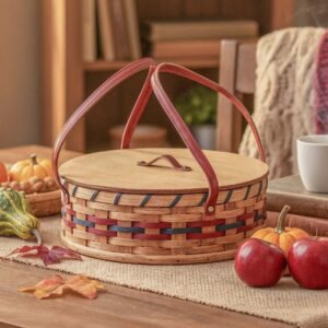 Single Pie Carrier | Amish Woven Wooden Pie Basket w/Lid